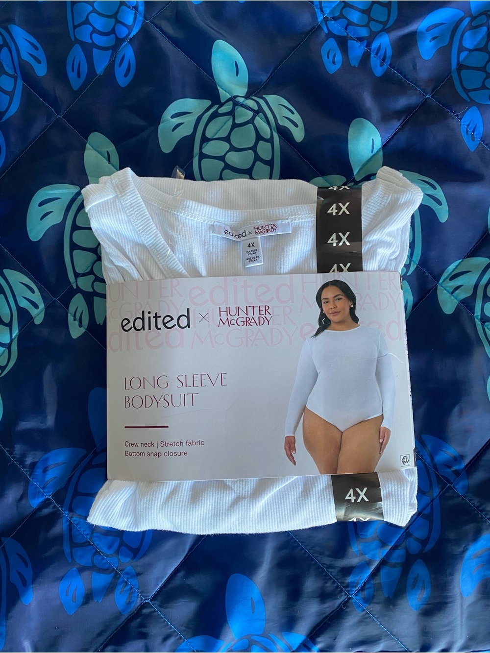 Hunter White Long Sleeve Ribbed Bodysuit - 4X